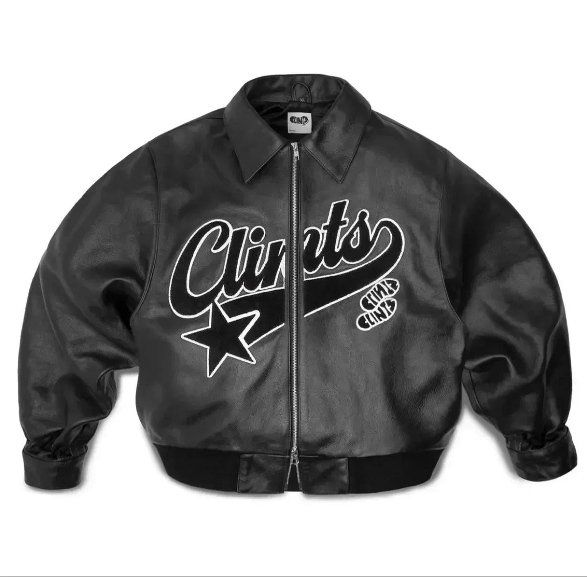 Men's Hip Hop Leather Retro Embroidery Jacket