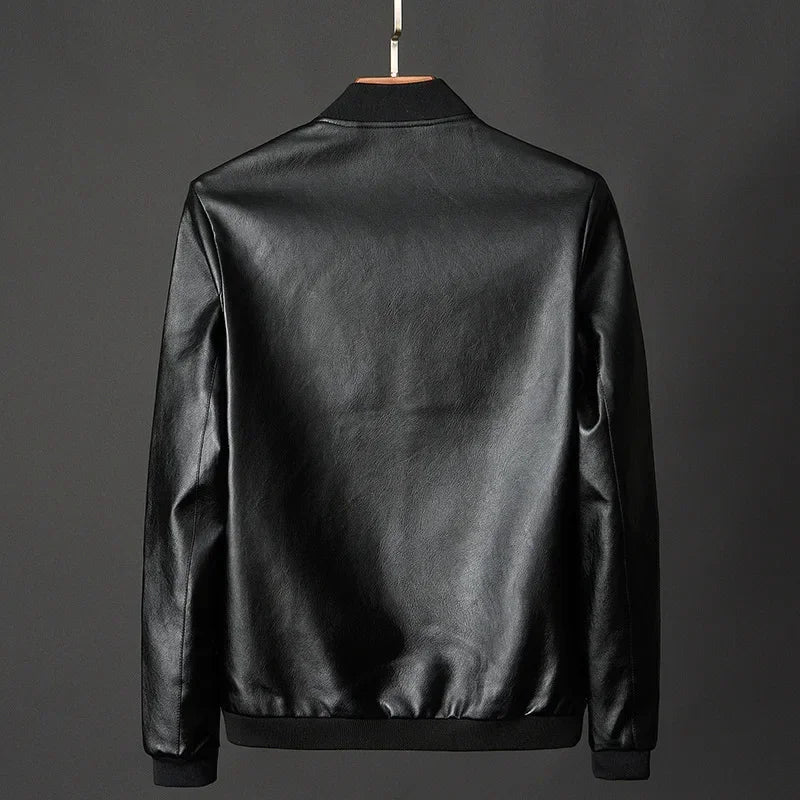 New Men Black Bike Leather Coat