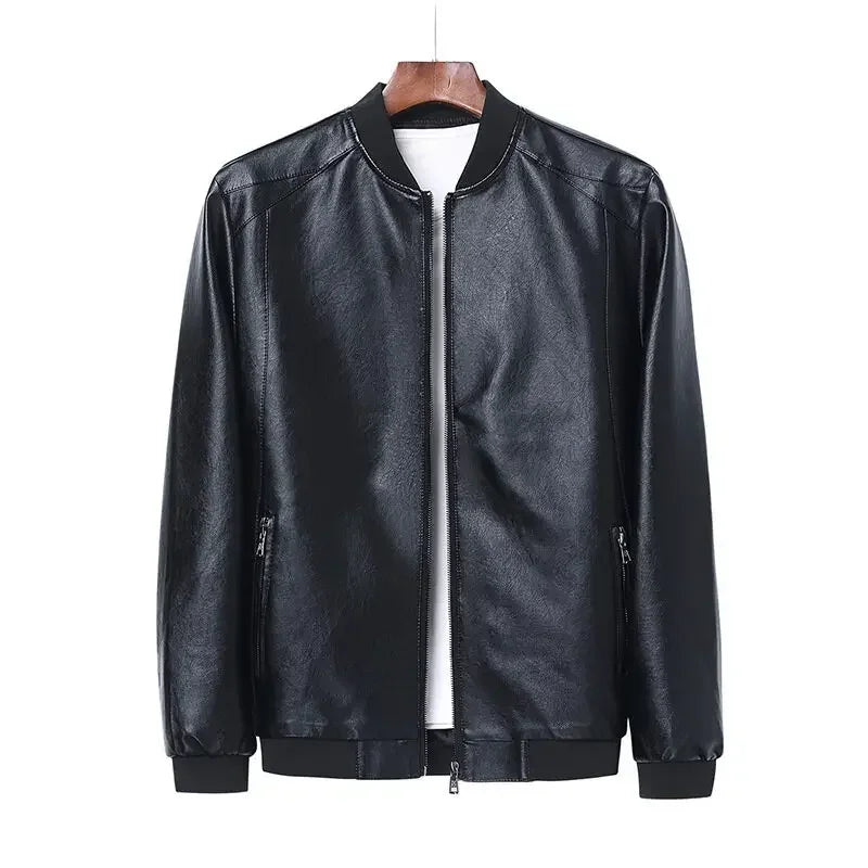 New Men Black Bike Leather Coat