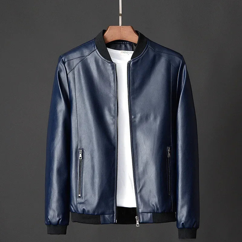 New Men Black Bike Leather Coat