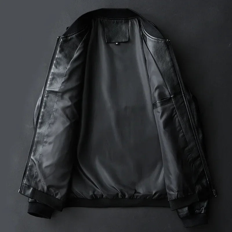 New Men Black Bike Leather Coat