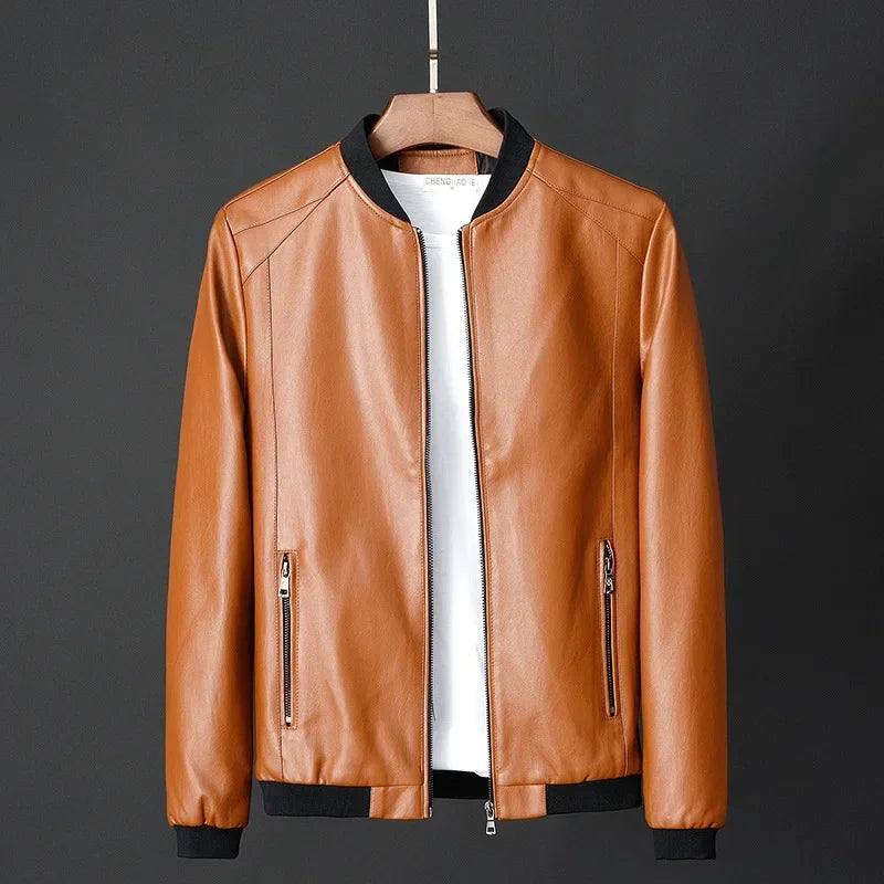 New Men Black Bike Leather Coat